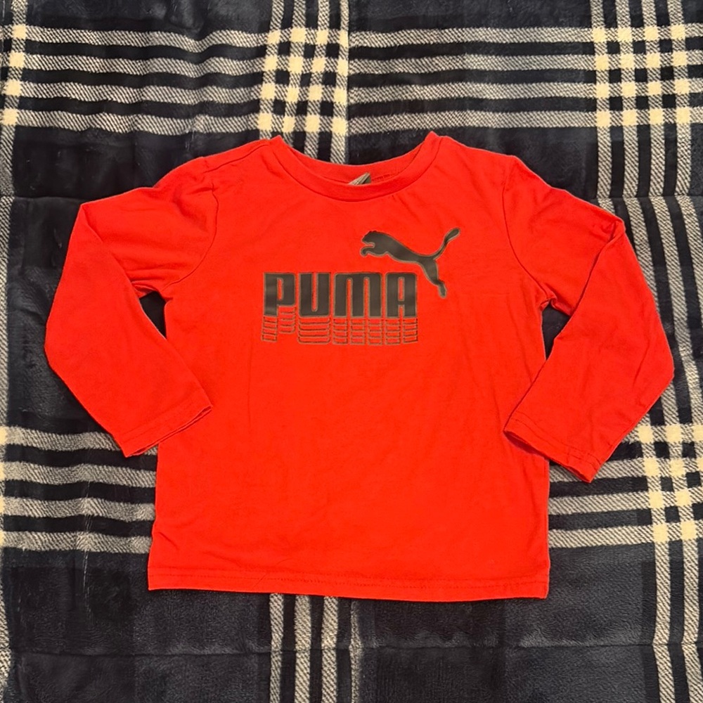 Puma Red Long Sleeve Performance Boy Tee